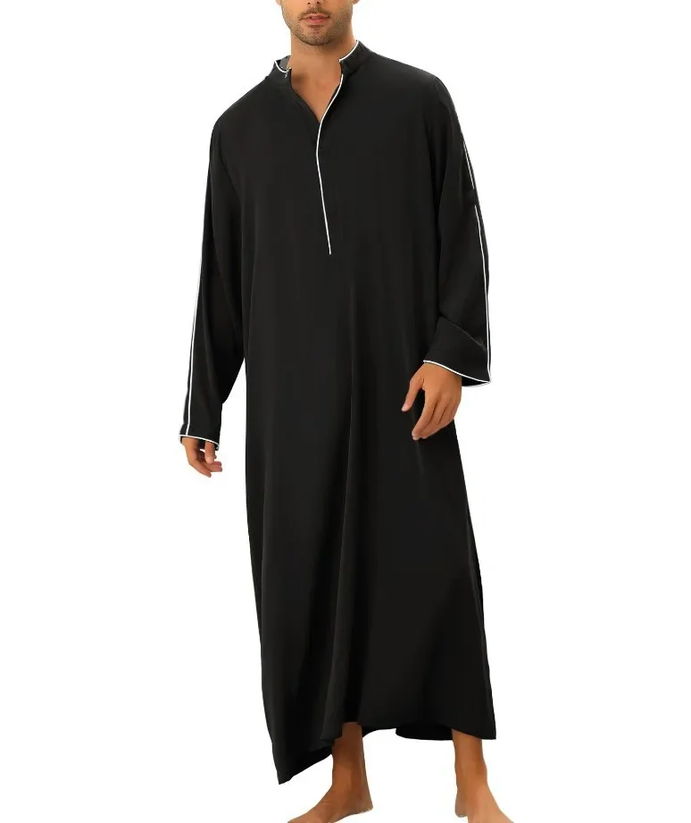 Casual Male Arabic Long Robes Saudi Arabia Cotton Kaftan Middle East Islamic Clothing Muslim Fashion Arab Abaya Dubai Dress Gown