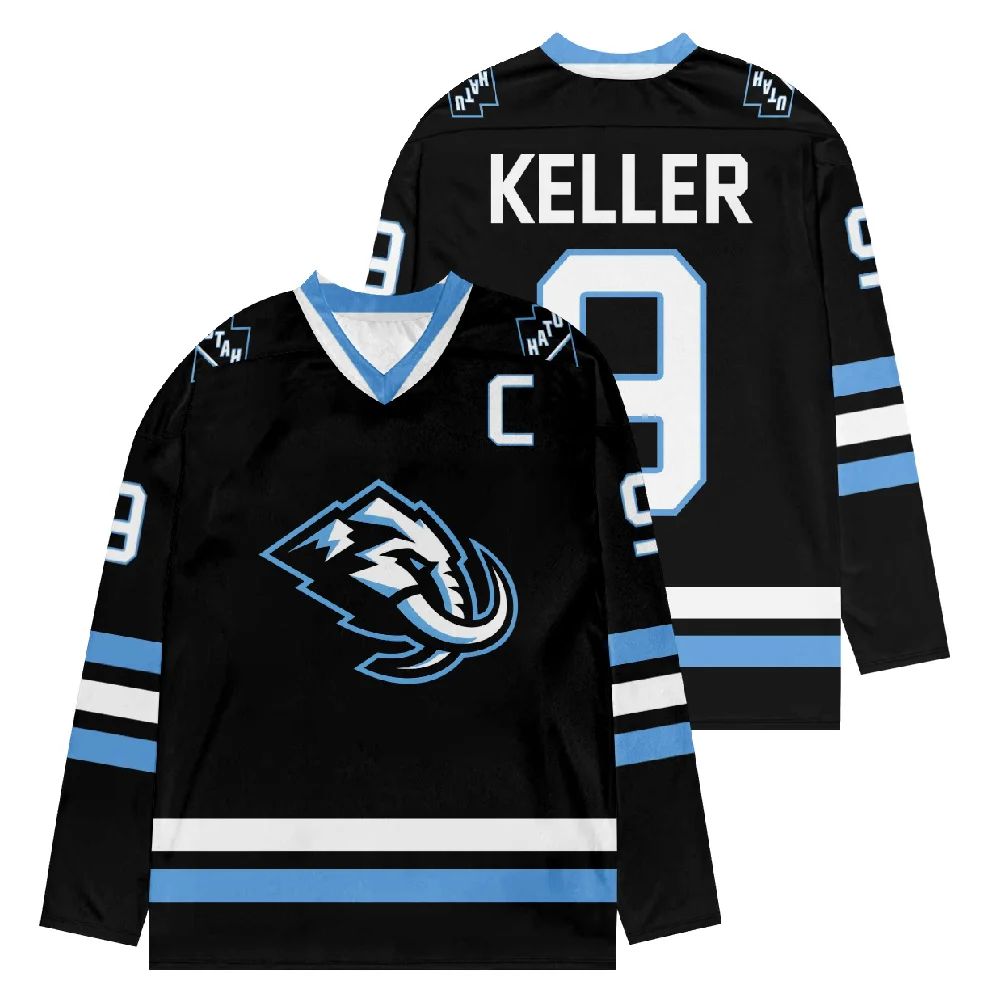 ميرش يوتا ماموث هوكي جيرسي الخامس الرقبة طويلة الأكمام ملابس رياضية النساء الرجال الرياضة البلوز لاعب تأثيري قميص حريمي #1