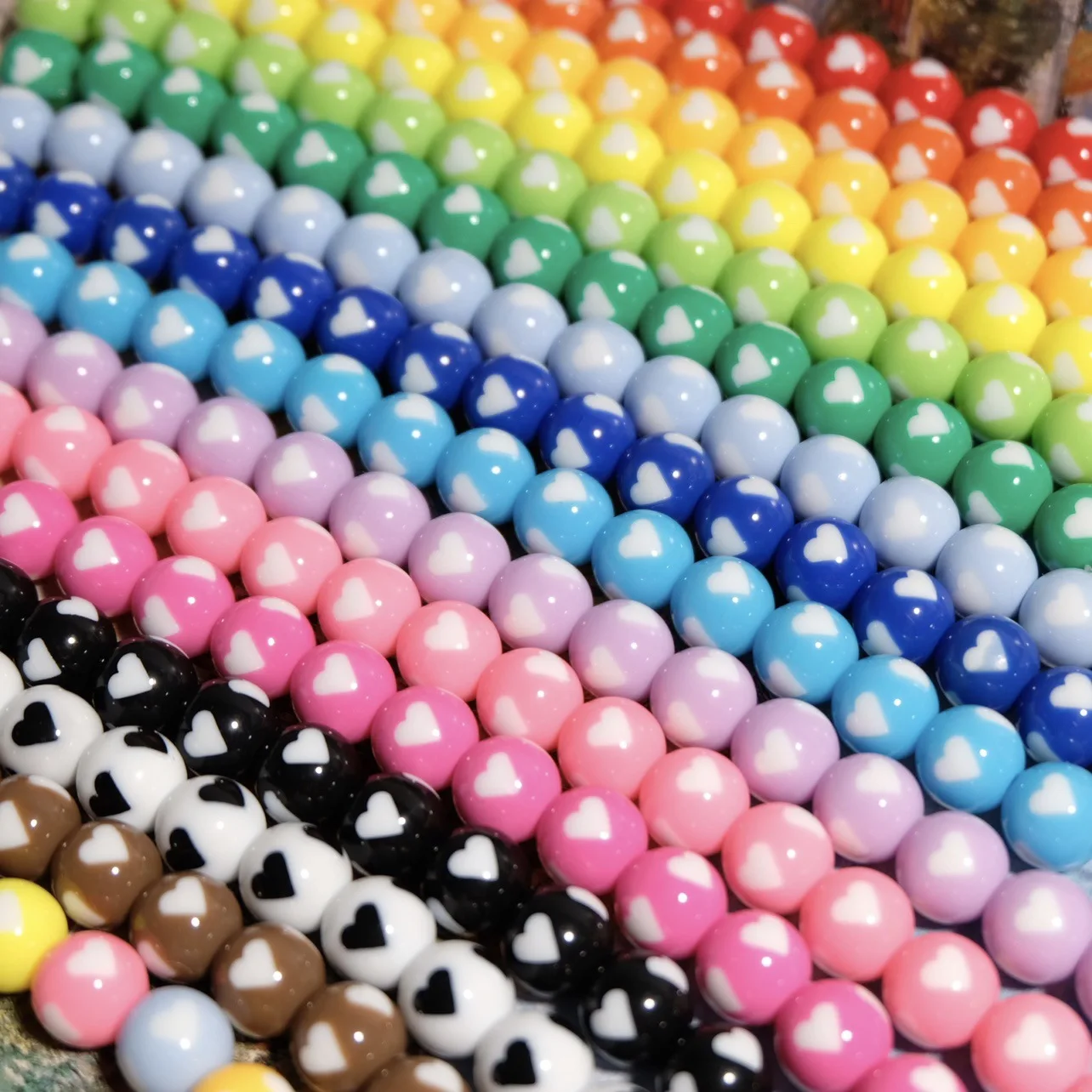 10Pcsof two-colorlove childlikestraight hole empty beads spacer beads for jewelry making DIY earrings retro necklace accessories