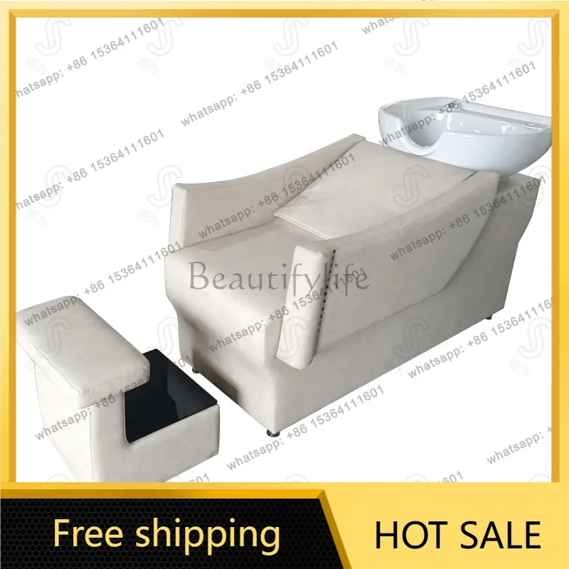 Factory Direct Sales Ceramic Basin with Foot Pedal Half Lying Barber Shop Special Japanese Simple Style