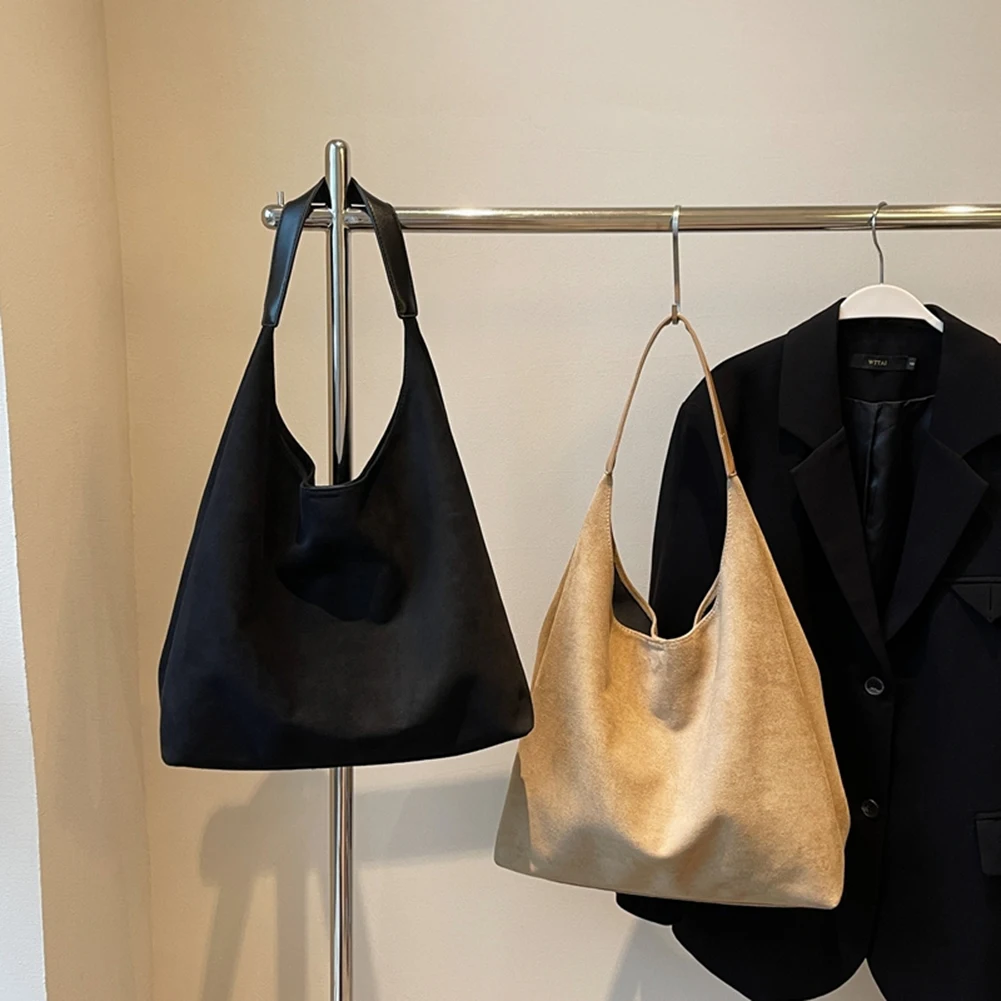

Women Suede Bucket Bag Large Capacity Tote Bag Trendy Retro Handbag Hobo Bag for Work Travel Shopping