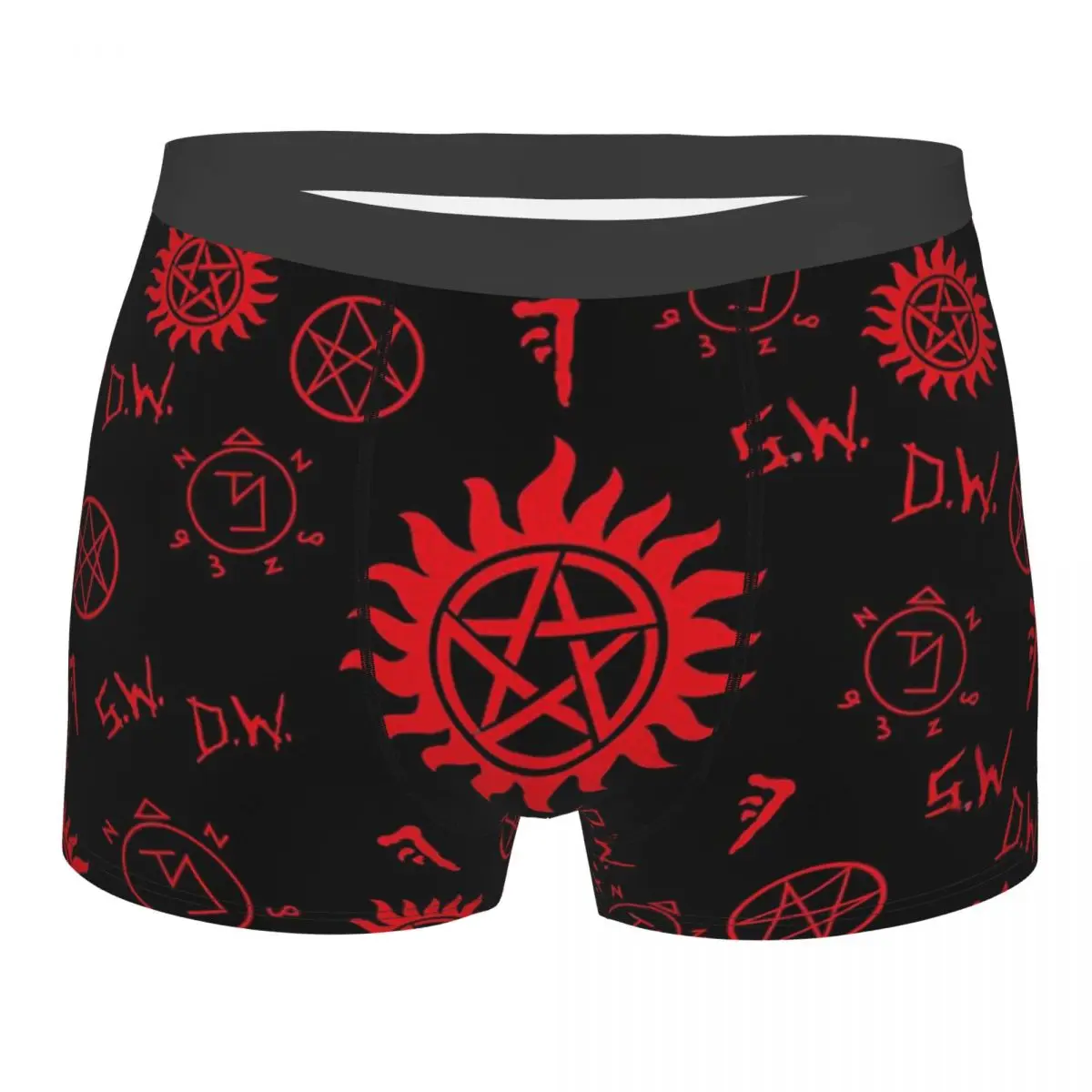 Symbols Black Red Supernatural Underpants Homme Panties Male Underwear Print Shorts Boxer Briefs