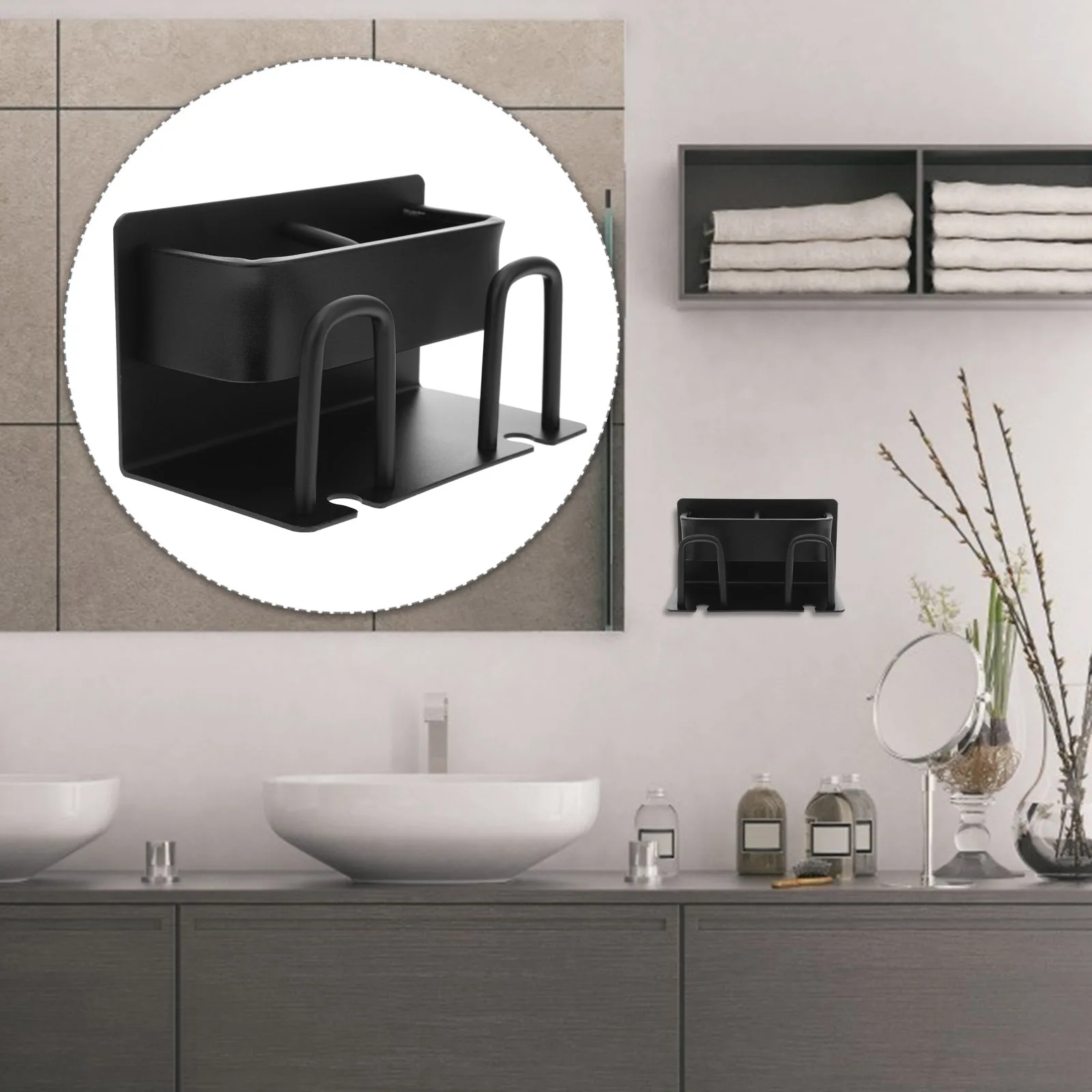 

Wall Mounted Toothbrush Holder Rack Organizer Space Aluminum Shelf Bathroom Sink Storage Clip Toothpaste Stand