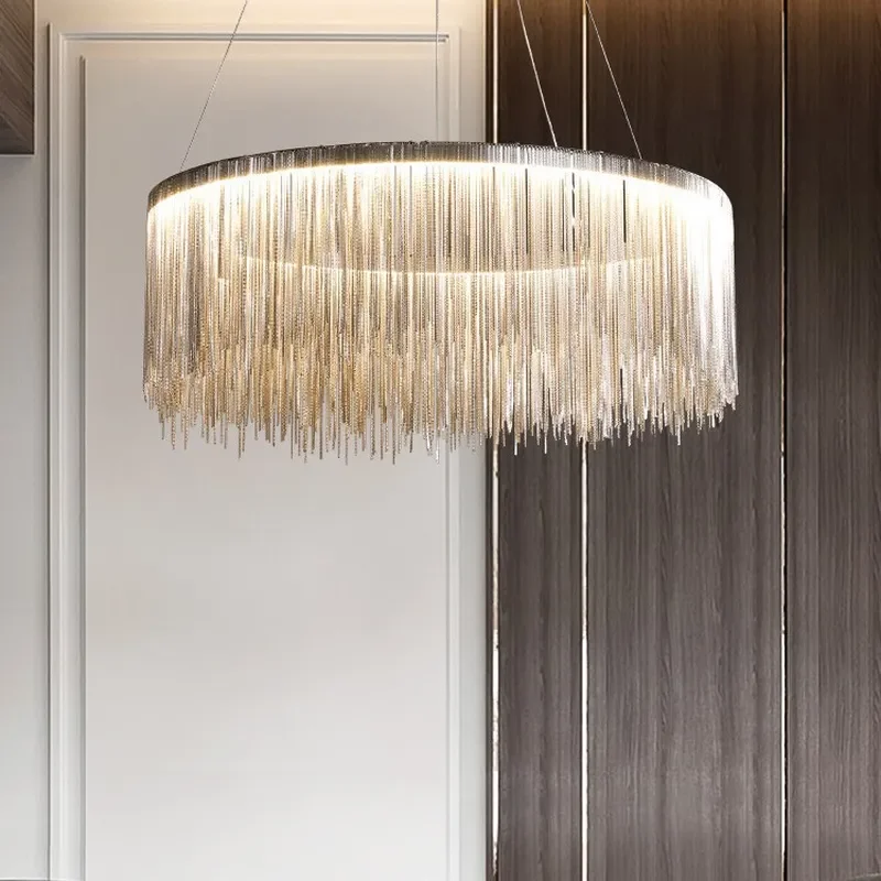 for Postmodern Tassel Chandelier Living Room Dining Room Bedroom Art Creative Personality Light Luxury Italian Suction