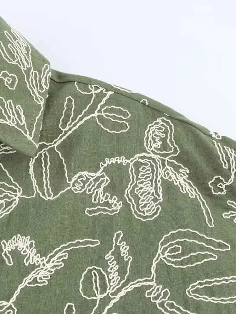 ยุโรปสไตล์ใหม่ผู้หญิงแฟชั่นอเนกประสงค์ลูกไม้นูน cuffs ปักเสื้อกางเกงสูท