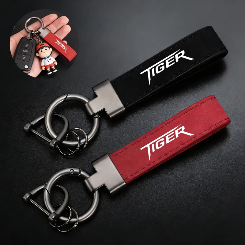 Portachiavi in pelle scamosciata per moto con fibbia a ferro di cavallo, gioiello per Triumph Tiger 900 GT 850 900 Rally Pro 1200 GT Sport 660 800