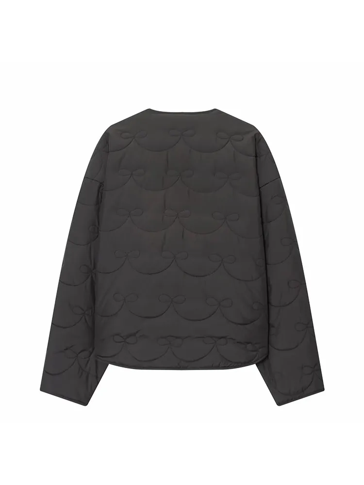 Damska kurtka na jesień i zimę 2025, elegancka, modna, streetwearowa, z okrągłym dekoltem, zapinana na jeden guzik, prosta, z kieszeniami, codzienna. ﻿