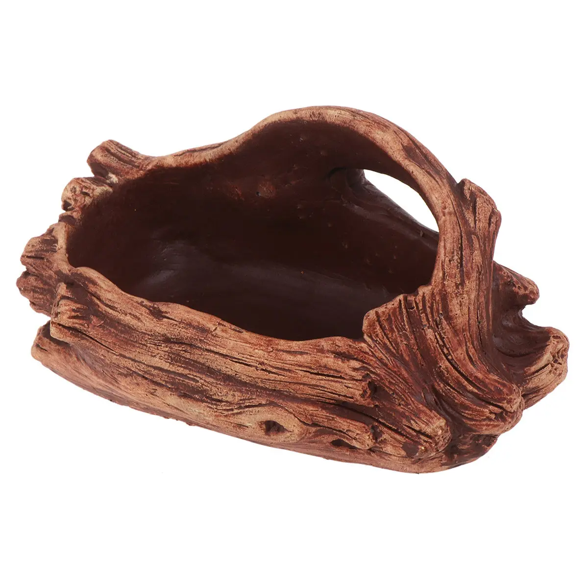 Leakproof Cement Flowerpot Creative Wood Stump Design Retro Style Succulent Plant Basin Lightweight Portable Home Decor
