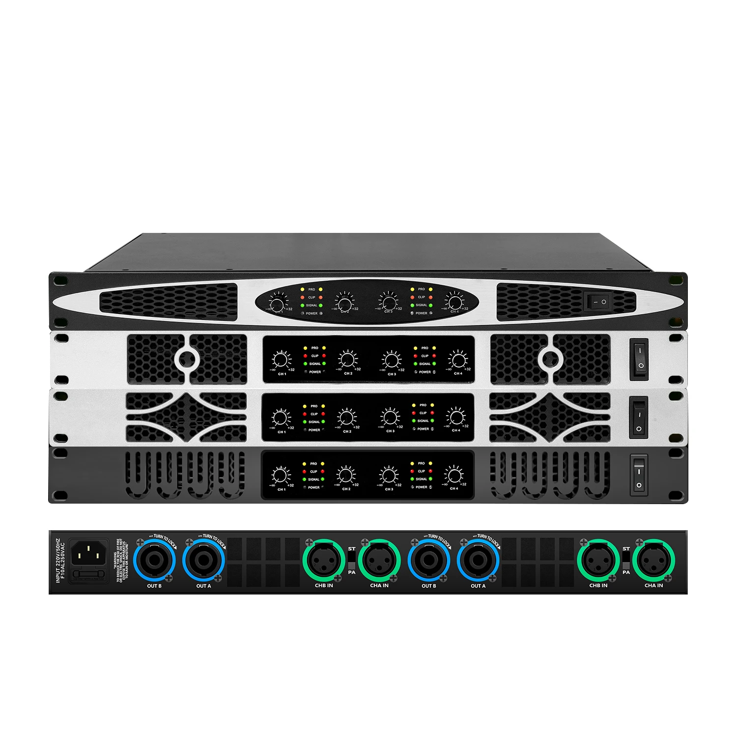 Professional 4-Channel Class D Digital Karaoke Power Amplifiers 800WX4 for Stage Performance Audio Video Lighting Professional