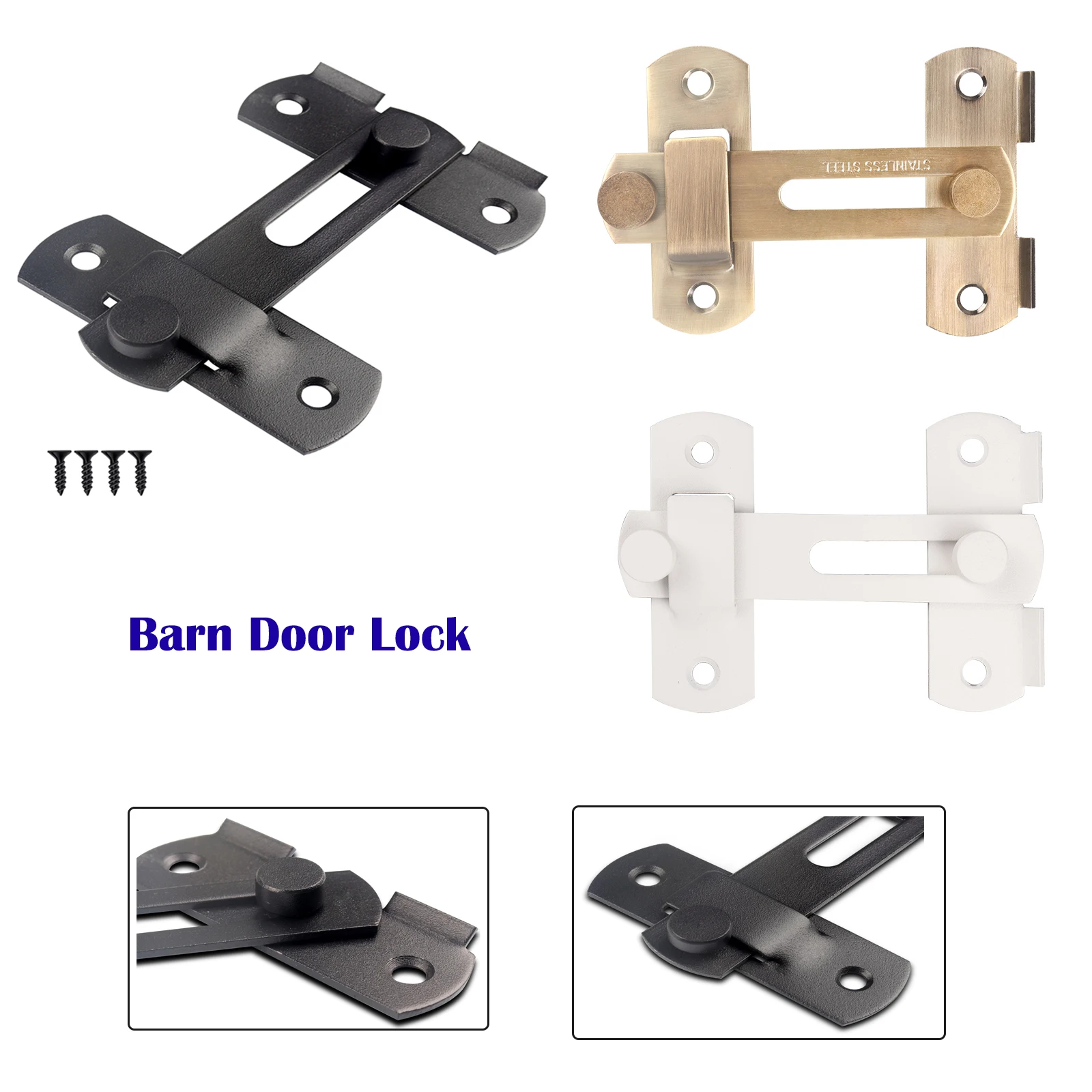 

1/4pcs Door Lock Guard Latch Bolt 180 Degree Stainless Steel Latch Sliding barn Door Lock Security Hardware For Window Cabinet