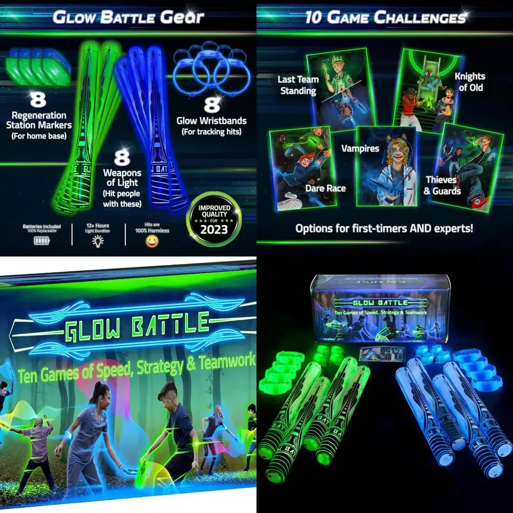 

Glow Battle Family Sword Game: Exciting, Illuminated Fun for Ages 8+ | 2-8 Players | Ideal for Kids & Adults | Outdoor Glow Toys