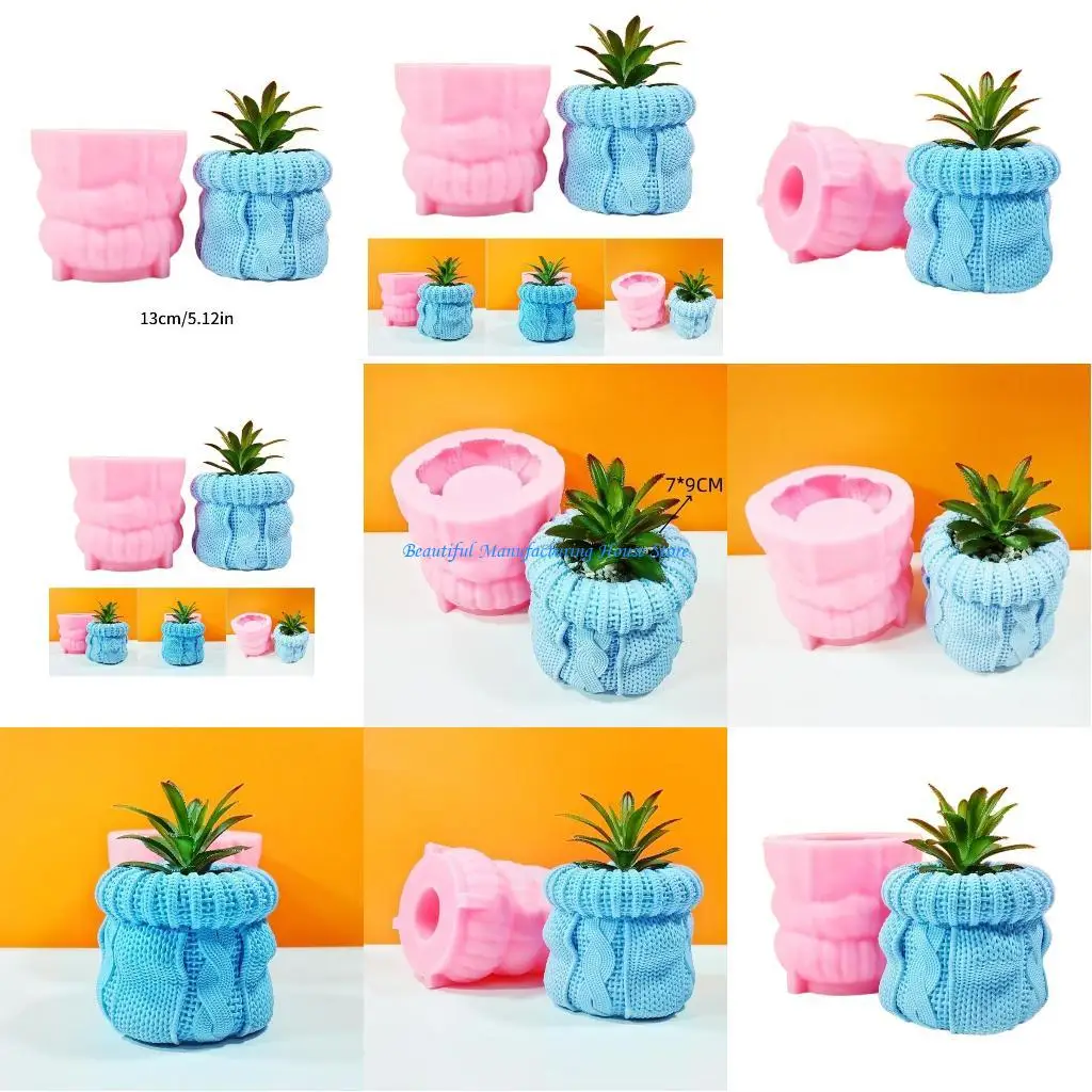 

E56A Hat Vase Resin Molds Silicone Mold for Knitted Hat Shaped Gypsum Flower Pot Mold Home Ornament Vase Resin Mold