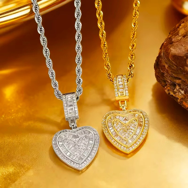 

Hot-selling Fashion Full Diamond Copper Inlaid Zircon Gold Plated Love Pendant Necklace All-match Clavicle Chain New Style