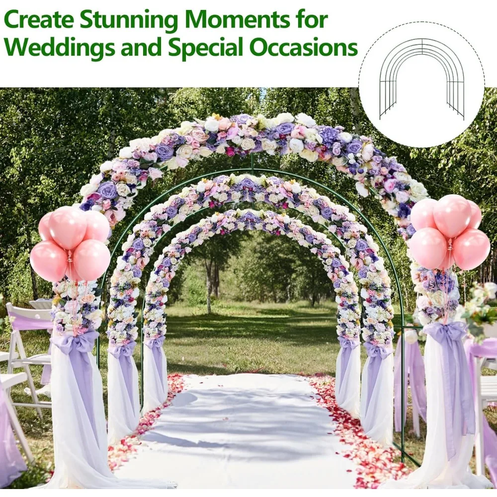 إطار قوس دعم كبير للحديقة لنباتات التسلق، 13.1 × 7.05 × 7.22 قدم قوس أربور لتسلق النباتات شديدة التحمل، متعددة الأغراض S