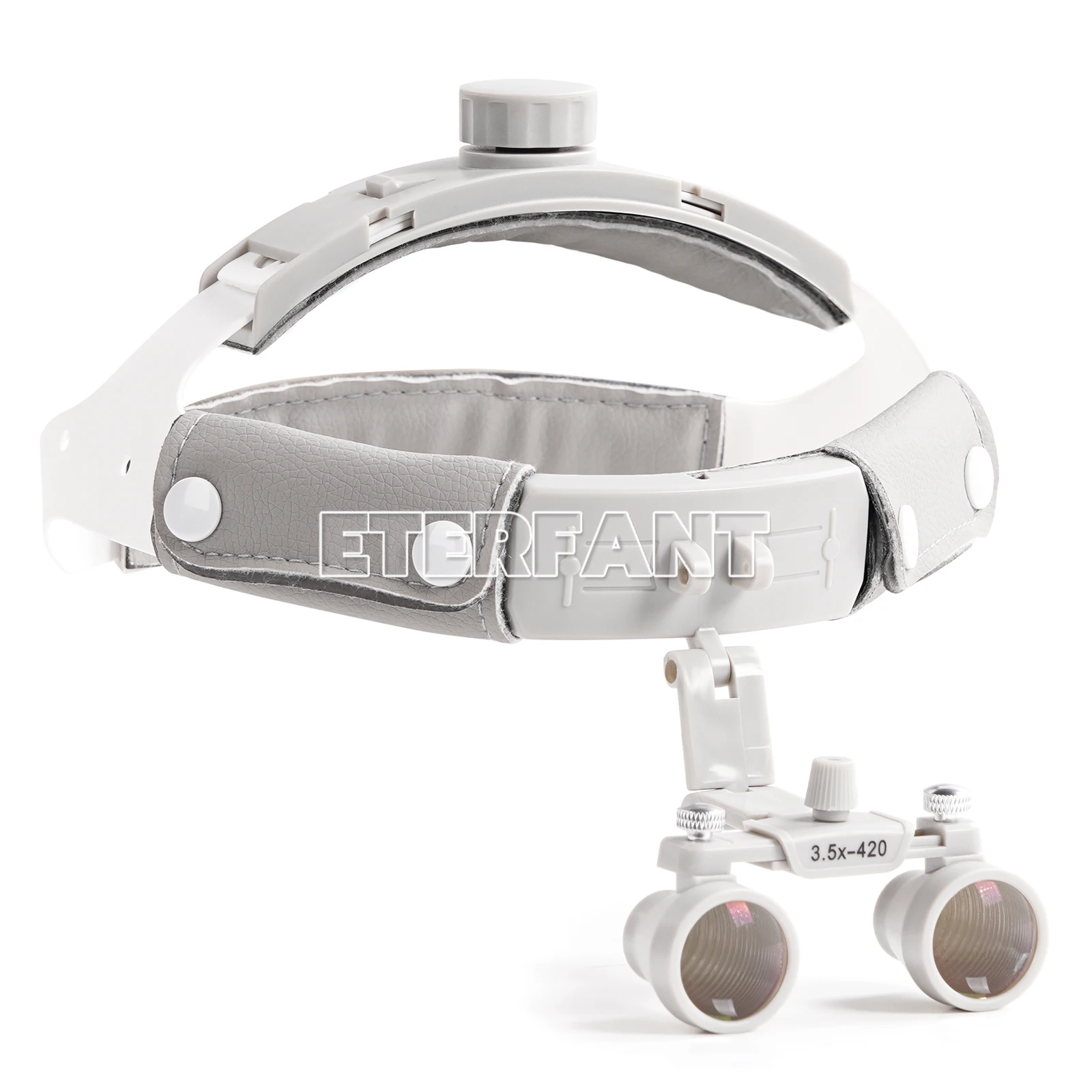 

ETERFANT 3.5X Headband Mounted Dental Magnifier Helmet Leather Binocular Loupes 320-420mm Plastic & Optical Glass Adjustable