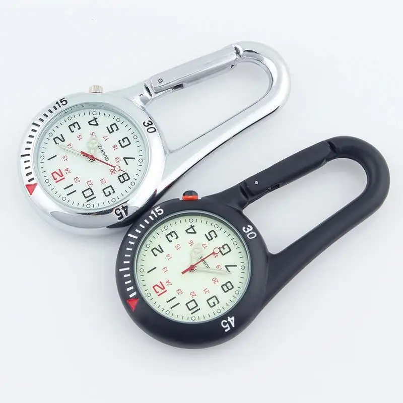 Backpacker Mountaineering Sports Belt Clip Watch Fob Clip Carabiner Pocket Watch Fob Medical Sports Watches Vintage Nurse Clock