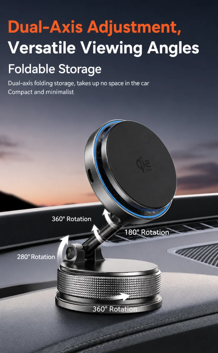 Qi2.2 Magnetisches Kabelloses Ladegerät Auto-Handyhalterung 25W Schnellladung mit Kühlventilator für iPhone 17 Pro Max 16 15 Huawei Ständer – Detail 7