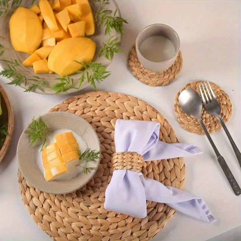 10Pcs Woven Napkin Rings, Fabric Napkin Holders, Bohemian Style for Stylish Table Settings, Festive Table Decor,