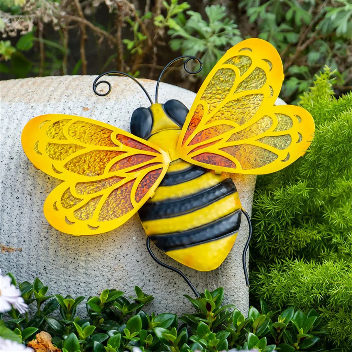 

Reliable 2PCS Metal Bee Wall Art Bee Outdoor Decor Hanging Garden Wall Decor Outside Bee Glass Sculpture De