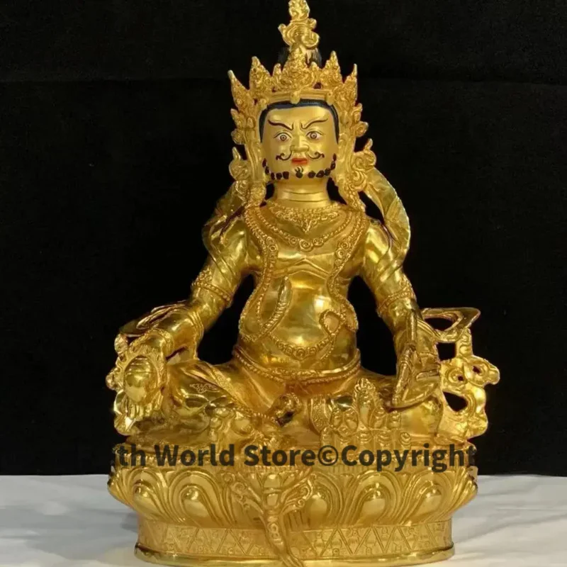 30cm Wholesale Buddha statue # gilding COPPER Yellow Jambhala fortune god Tibet temple family Altar efficacious Protection