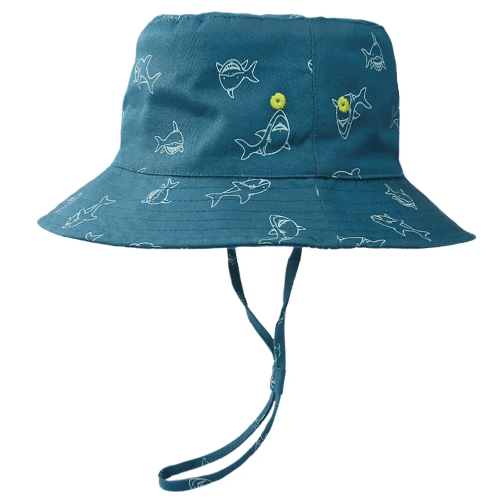 

Bucket Hat Children Boy Summer Sun Protection String Big Brim Cap Beach Accessory For Fishing Holiday Outdoor Spring