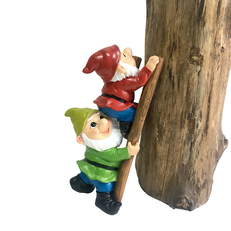 Waterproof Climbing Ladder Elf Resin Figurine Miniature Fairy Statue Outdoor Courtyard Lawn Garden Micro Landscape Decor Balcony