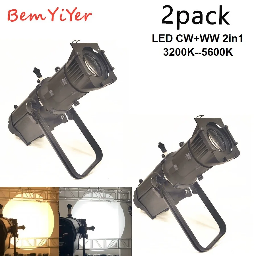 

2 упаковки BemYiYer LEKO LED 200 Вт Профильный эллипсоидный точечный светильник 3200k 5600k для сценического освещения киностудии