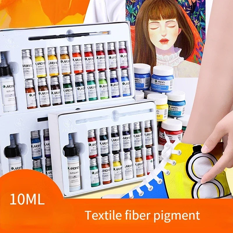 12/24/36 Color Textile Fiber Pigment Set DIY Hand-painted Clothes Shoes Graffiti Waterproof Wear-resistant Acrylic Art Supplies