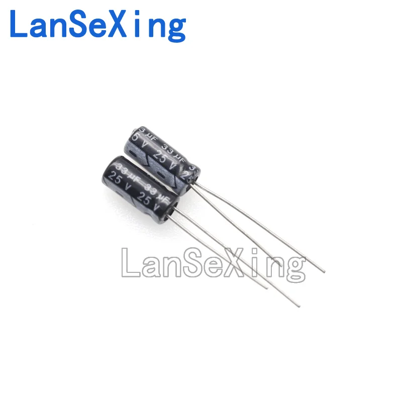 25v33uF aluminum electrolytic capacitor, volume 5 * 11, electronic components, inline aluminum capacitor, 25v, 33 microf