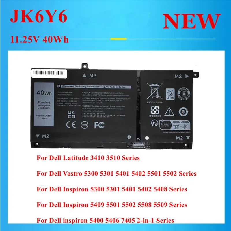 

JK6Y6 11.25V 40Wh Laptop Battery For DELL Inspiron 5501 5502 5508 5509 5300 5301 5401 5402 5408 5409 Series