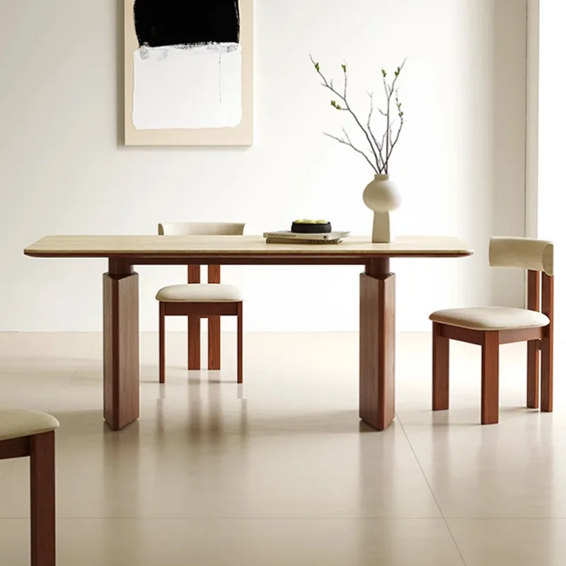combination simple small apartment family restaurant rectangular cave stone dining table
