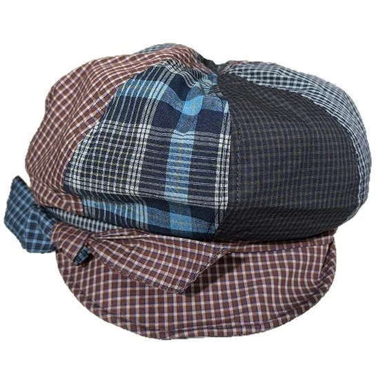 Niche Retro Karierte Spleiß-Achteck-Baskenmützen für Damen, Sommer- und Herbst-Kappen mit weicher Krempe, künstlerischem Riemen und Maler-Newsboy-Stil – Detail 6