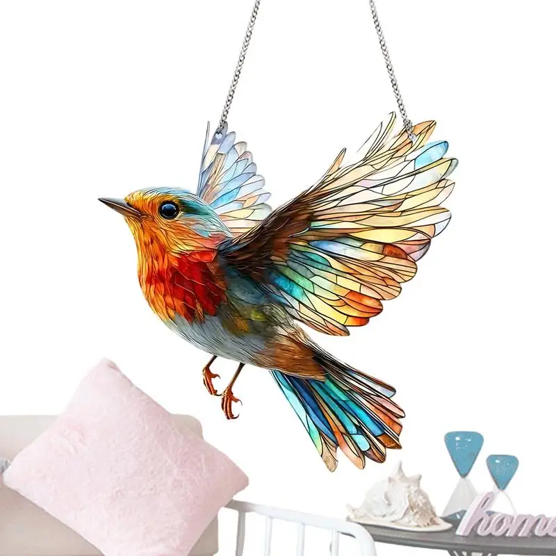 Hummingbird Acrylic Window Sun Catcher Decor Colorful Hummingbird Acrylic Wall Decorative Pendant Bird Wall Decoration Flat