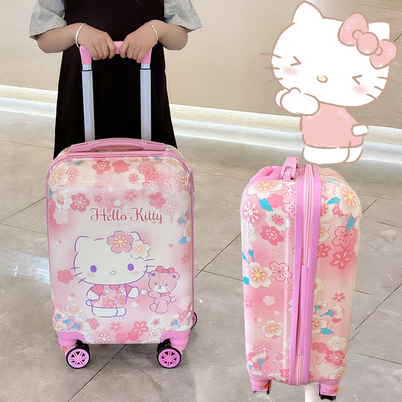 

18 Inch Children's Suitcase Sanrios Kuromi Hello Kittys Cute Cartoon Trolley Case Lightweight Universal Wheel Check-In Luggage