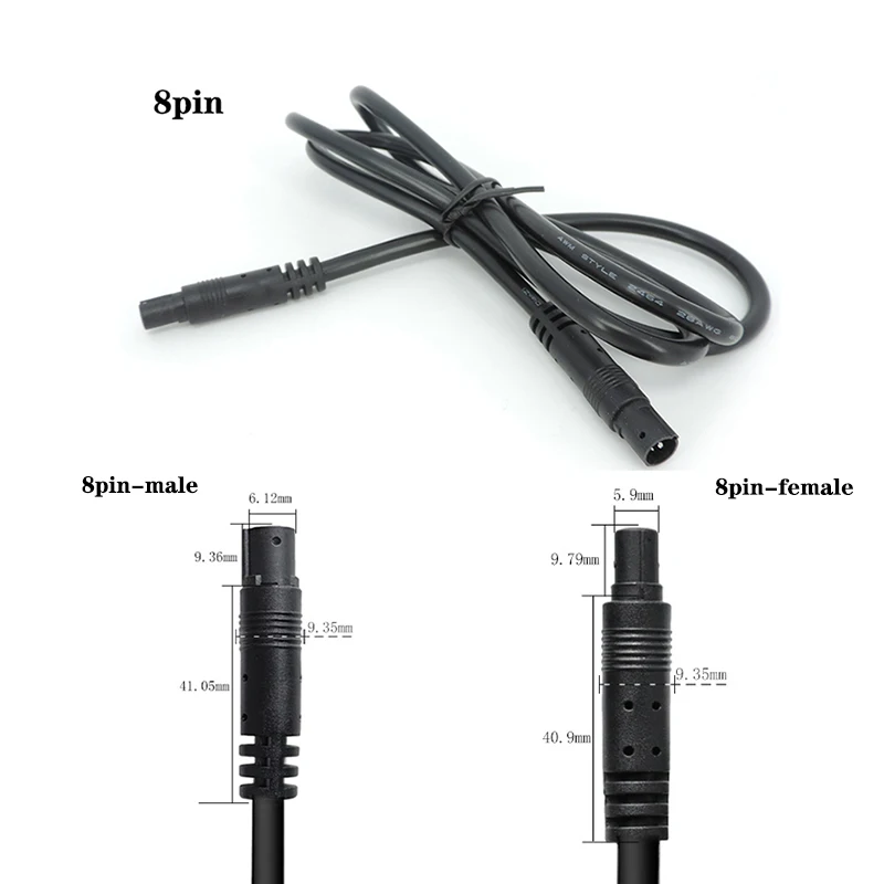 1m 2m 8 pin core Male to Female Cord Car Rear View vehicle DVR Camera  Reverse connector Cable cord HD Monitor extend Wire