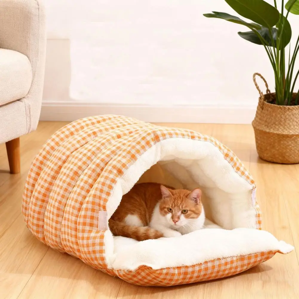 Cat Bed Small Pet Bed Cozy Cat Cave Bed with Hooded Cover Plush Enclosed Pet Tent for Small Dogs Cats Washable Winter Nest