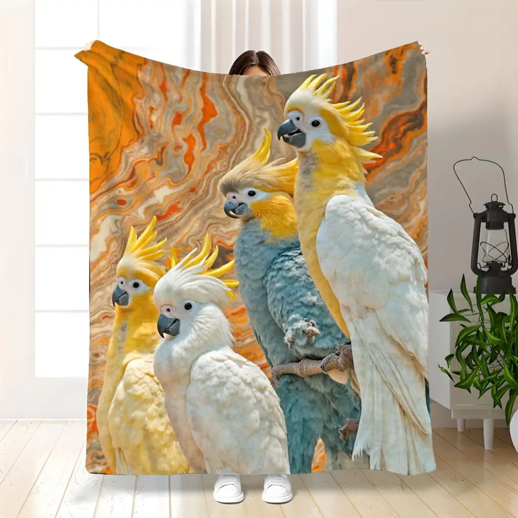 Parrot animal pattern Flannel printed blanket suitable for all seasons suitable for living room office sofa and travel 180x250CM