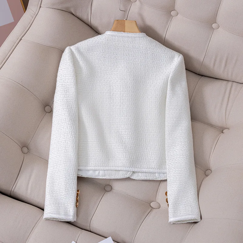 Women's Solid Color Tweed Coat 2025 New Spring/Autumn Short Fragrant Women's Top