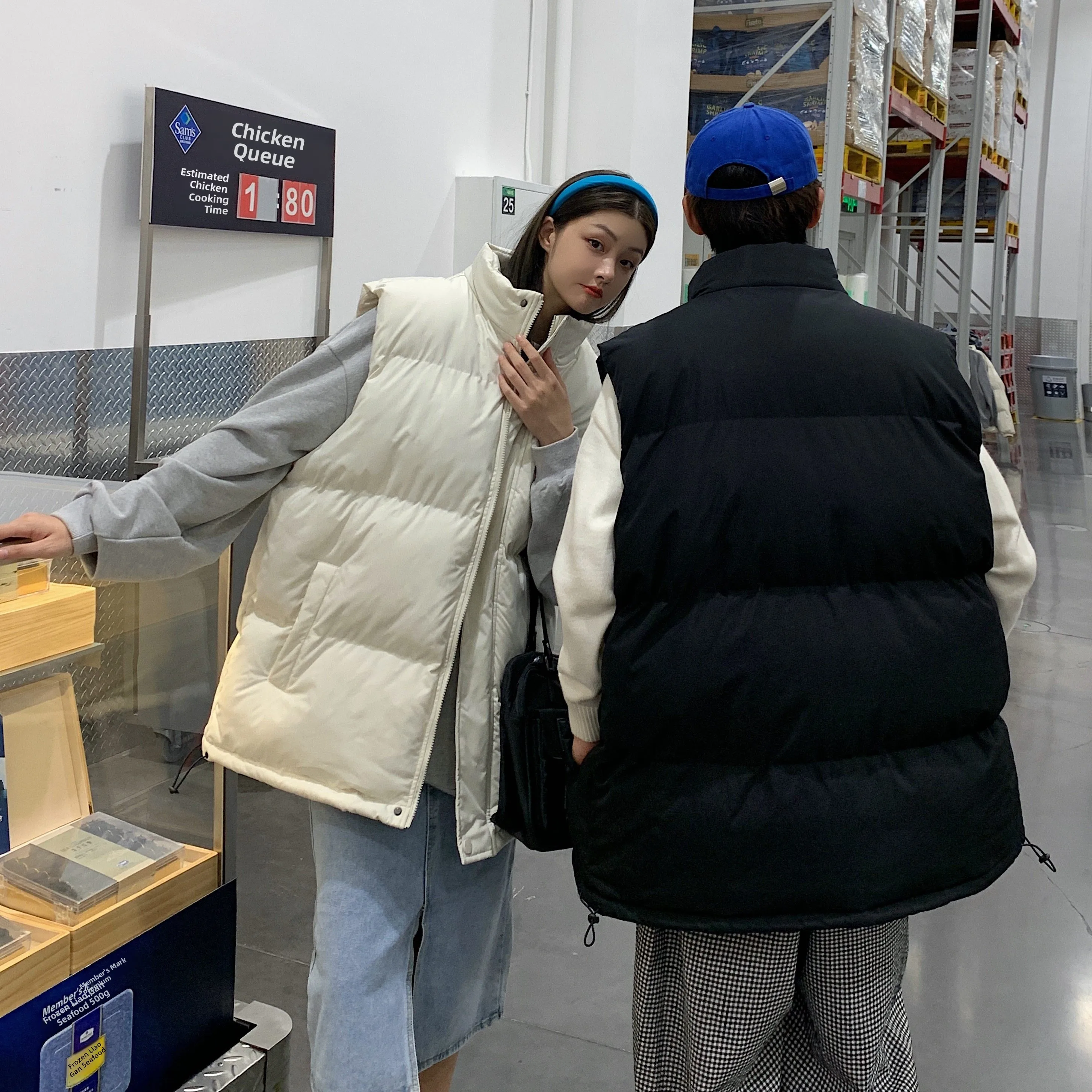 

Утепленная хлопковая жилетка унисекс с подплечниками, осенне-зимняя, новая модель, свободный крой, с воротником, парная верхняя одежда для влюбленных, пальто