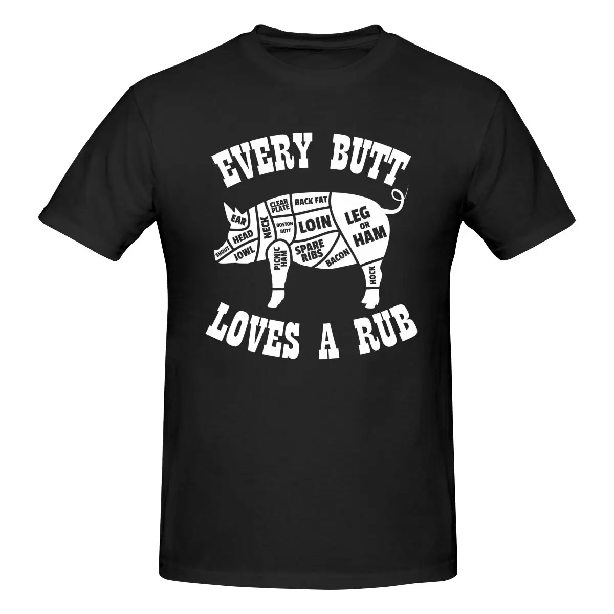 Men's Every Butt Loves A Rub BBQ T-Shirt Regular Fit 100% Cotton Short Sleeve T Shirt Tee Crew Neck Casual Tee Shirt Tops