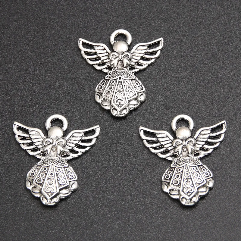 30pcs Silver Color 26x23mm Cute Love Angel Charms Cupid Pendant For DIY Handmade Metal Alloy Jewelry Making Finding Supplies