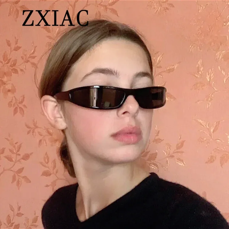 

ZXIAC Funky Steampunk Mirror Lens Sunglasses Women Outdoor Sport Glasses for Men Vintage Y2k Narrow Eyewear Lentes De Sol Mujer