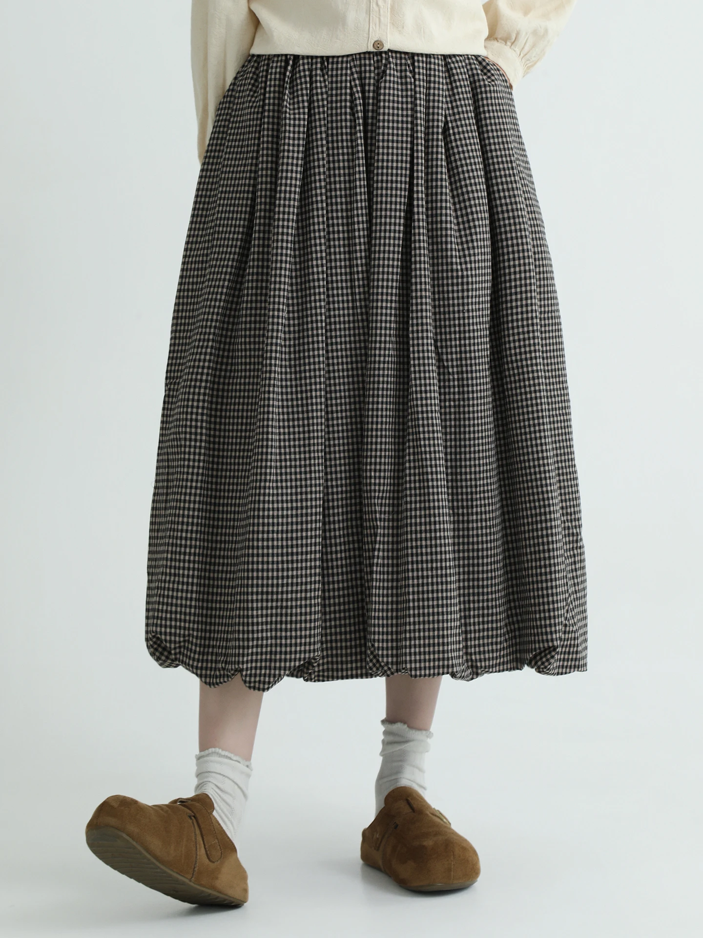 

Юбка Boeren с высокой талией, А-силуэт, женская, весенняя, с цветочным принтом, свободного кроя, утягивающая, хлопковая, с плиссировкой, в художественном стиле, средней длины