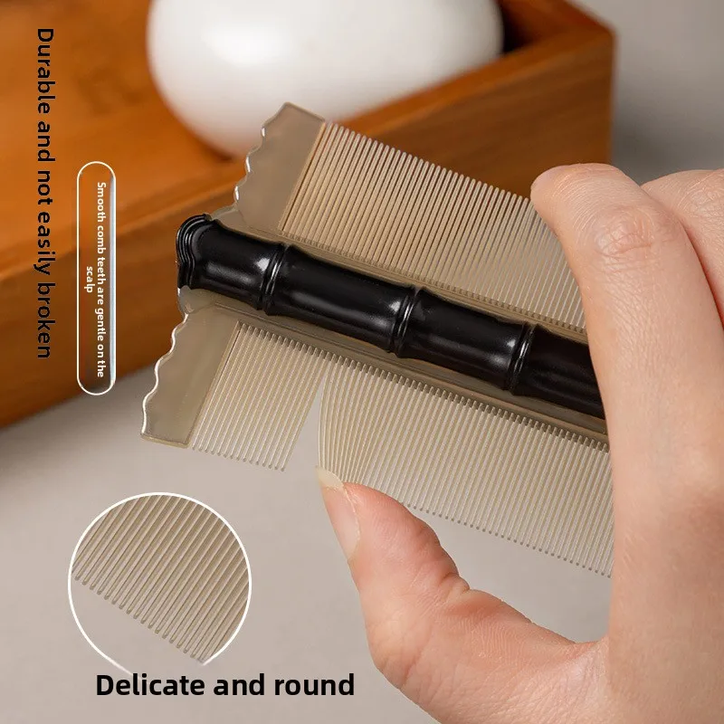 Pettine in plastica con manico in bambù da 3 pezzi con denti ultra denso per rimuovere la forfora, i pidocchi e adatto per animali domestici e bambini