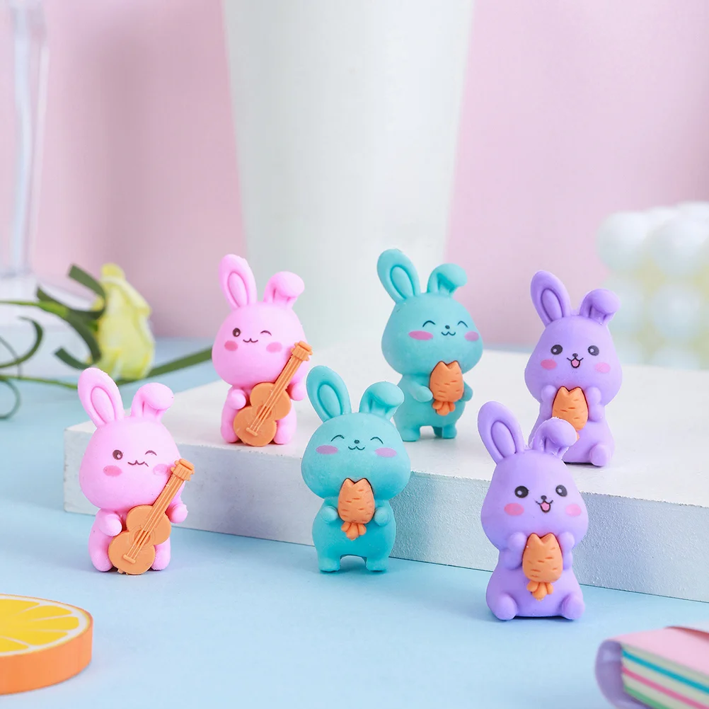 36 Pcs Shaped Erasers Cartoon Bunny Design for Study Drawing School Students Fun Portable Toy Gift Reward Multi Function