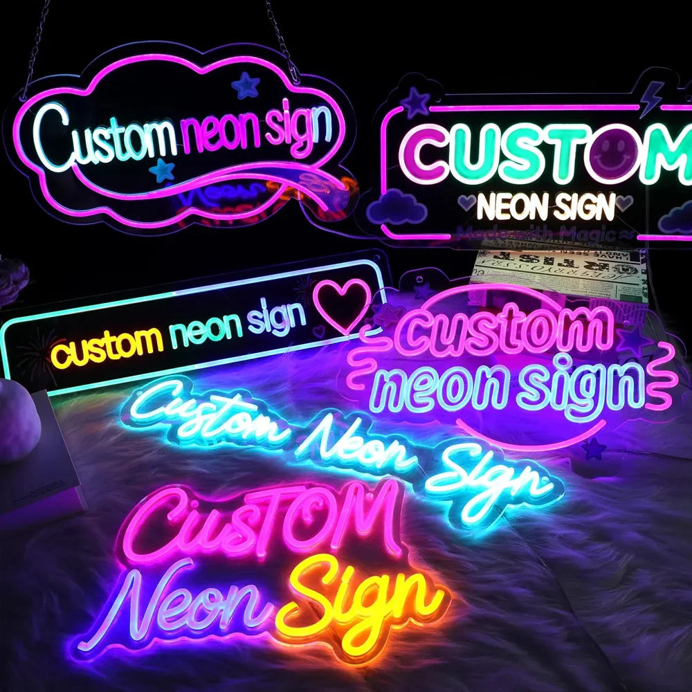 Custom Neon Sign Acrylic Logo Sign UV Printing Logo Light Sign for Beauty Salon Nail Hair Company LED Night Light Dropshipping