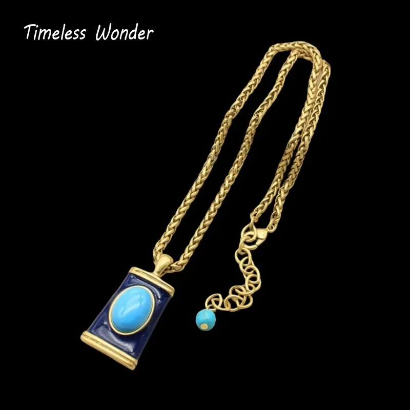 

Timeless Wonder Fancy Enamel Geo Charm Chains Necklace for Women Designer Jewelry Goth Runway Trendy Art Deco Vintage Set 4526