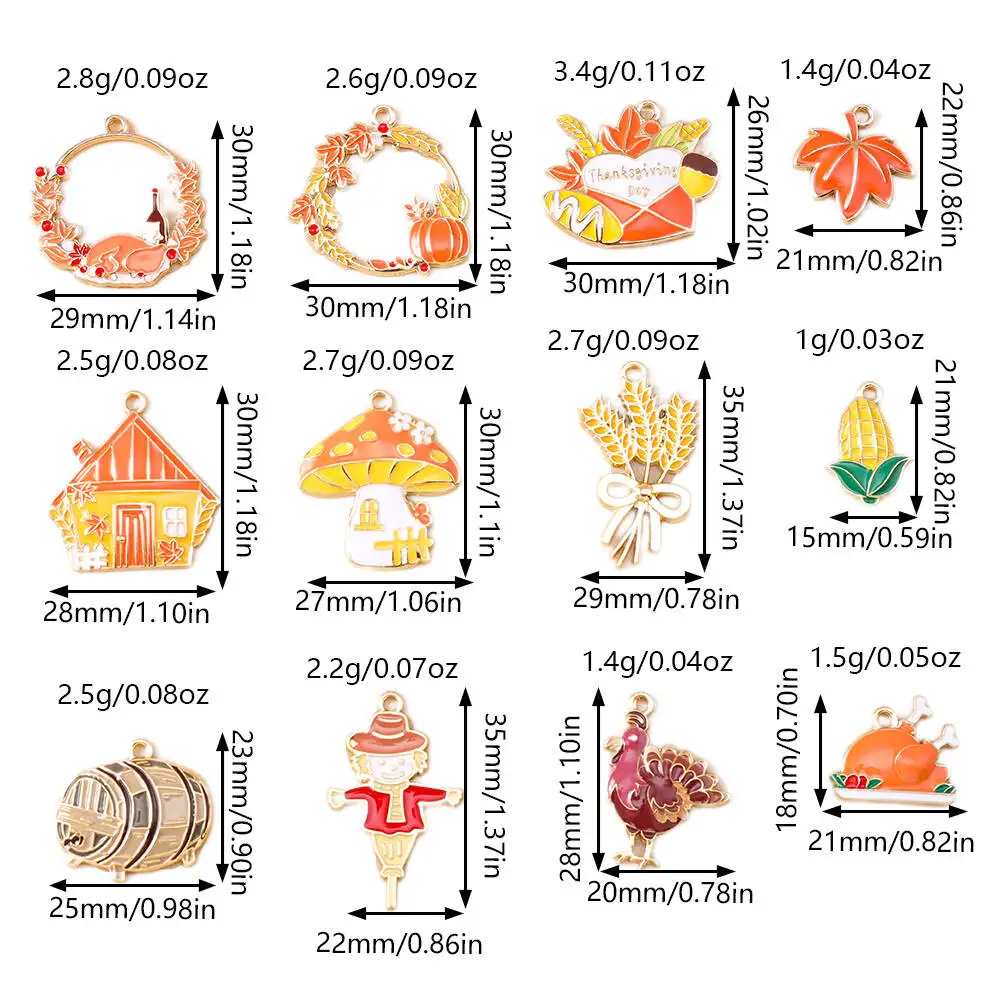 20 Stück Mix Thanksgiving Day Charms Emaille Lebensmittel Kürbis Mais Charms Anhänger für Schmuckherstellung Halsketten Ohrringe DIY Handwerk Geschenk – Detail 1