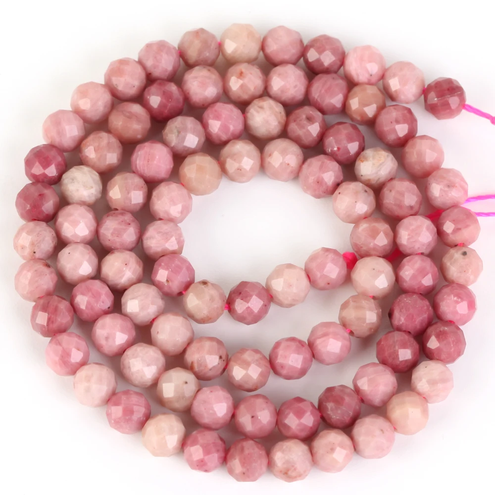 Natural Faceted Rhodonites Round Loose Spacer Stone Beads For Jewelry Making Bracelet Handmade 2 3 4mm