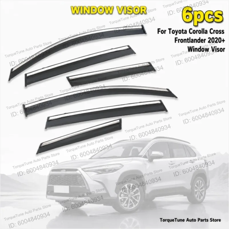 Premium Injection Direct Fit Window Visor Wind Deflector For Toyota Corolla Cross Frontlander 2020+ PC Stainless Steel